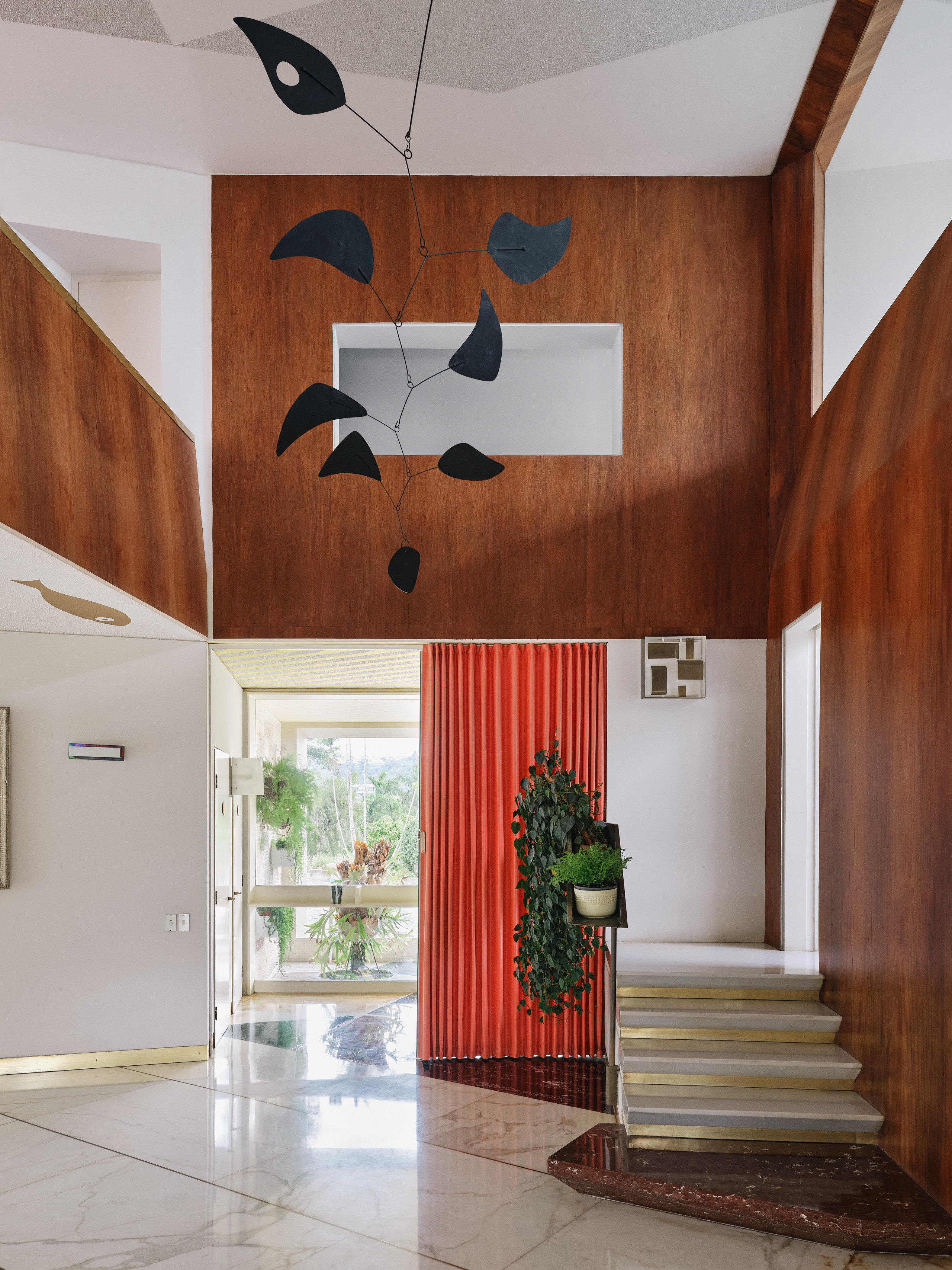 The entrance houses a hanging mobile created by Alexander Calder