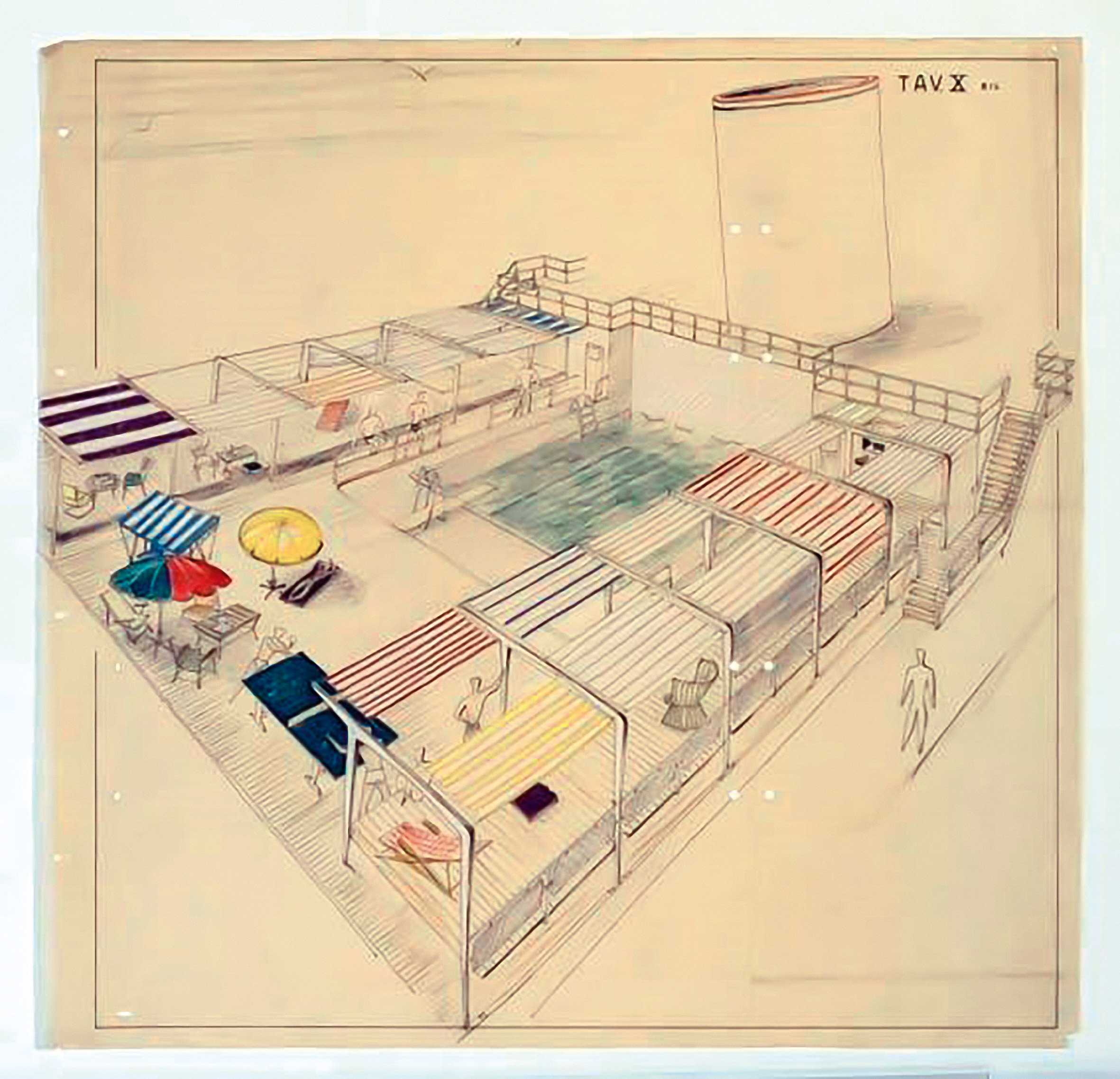 M/N Conte Biancamano, progetto lido-piscina di Gio Ponti, 1948. Courtesy Gio Ponti Archives, CSAC Parma