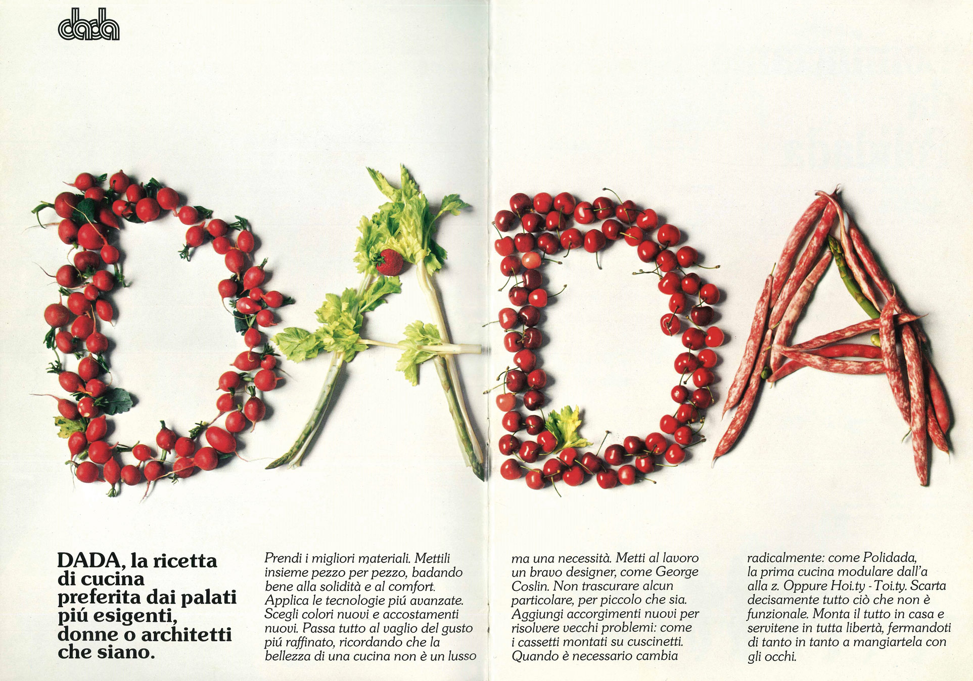 Dada catalogue. Graphic design: Italo Lupi Image: Lioia & Torri, 1976