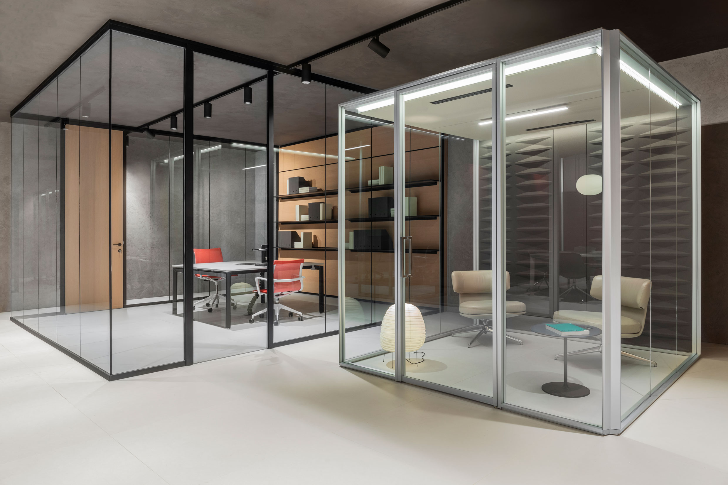 View of a private office with Basic partition system. Next, C-SS acoustic box - ph. Alessandro Saletta – DSL Studio